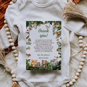 Söta rustika djur grönska baby shower tack kort
