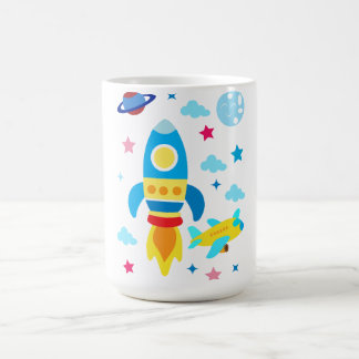 Söta rymdfarkost raketfartyg mönster kaffemugg
