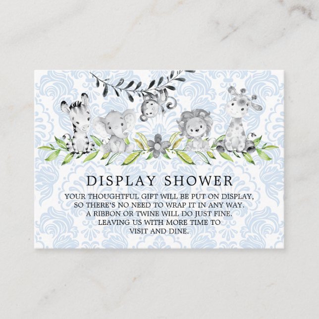 Söta Safari Djur Baby Shower Presentationsdisplay Tilläggskort (Framsida)