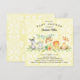 Söta Safari Djur Könsneutrala Baby Shower Inbjudningar