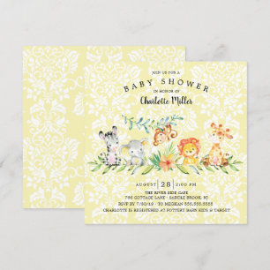 Söta Safari Djur Könsneutrala Baby Shower Inbjudningar