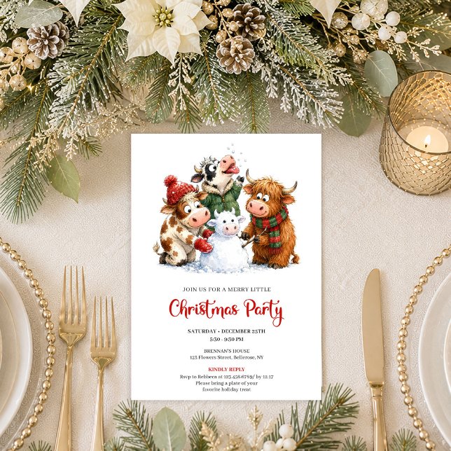 Söta sällsamma djur festlig julfest inbjudan (Cute Quirky Animals Festive Christmas Party Invitation

)