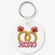 Söta sammanflätade stickade vigselringar med rosa