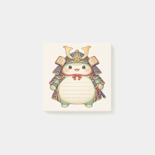 Söta Samuraj Fantasy Creature Watercolor Noteringa Post-it Block (Framsida)