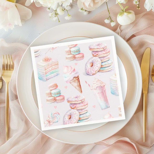 Söta sassi 6 Pastellgodis födelsedag Pappersservett (Skapare uppladdad)