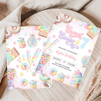 Söta Sassy och SEVEN Pastel Ice Cream and Cake Inbjudningar