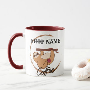 Söta sengångare djur kaffe Te anpassad Butiksnamn Mugg