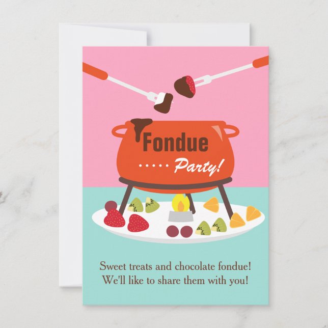 Söta Sexton Fondue Födelsedagsfest Inbjudningar (Framsida)