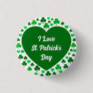 Söta Shamrocks och hjärtan Grön St. Patrick's Day Knapp