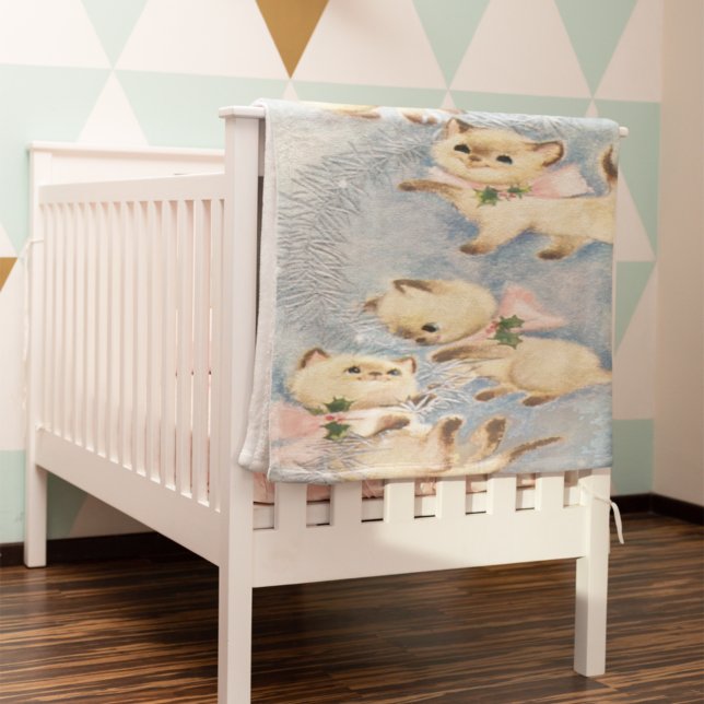 Söta siamesiska kattungar Rosa band Jul Fleecefilt (Skapare uppladdad)