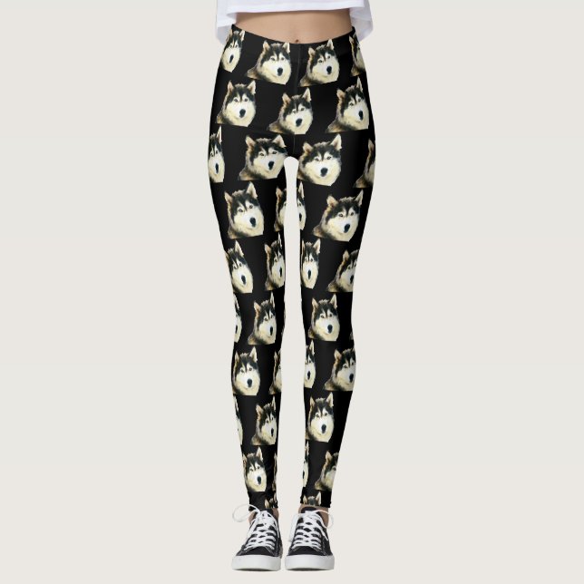 Söta Sibirisk Husky Leggings (Framsida)