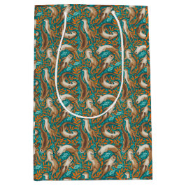 Söta simmande ottrar i Teal och Orange Gouache