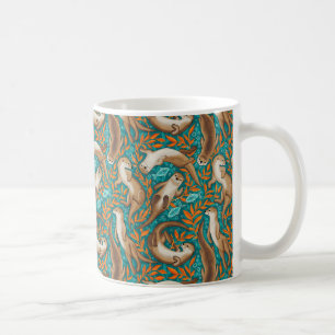 Söta simmande ottrar i Teal och Orange Kaffemugg