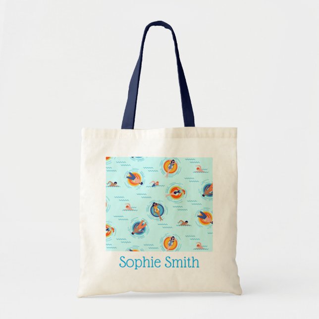 Söta simmare i bassäng tygkasse (Framsidan)