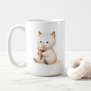 Söta sips Kitten med Ice Cream Cone Kaffemugg