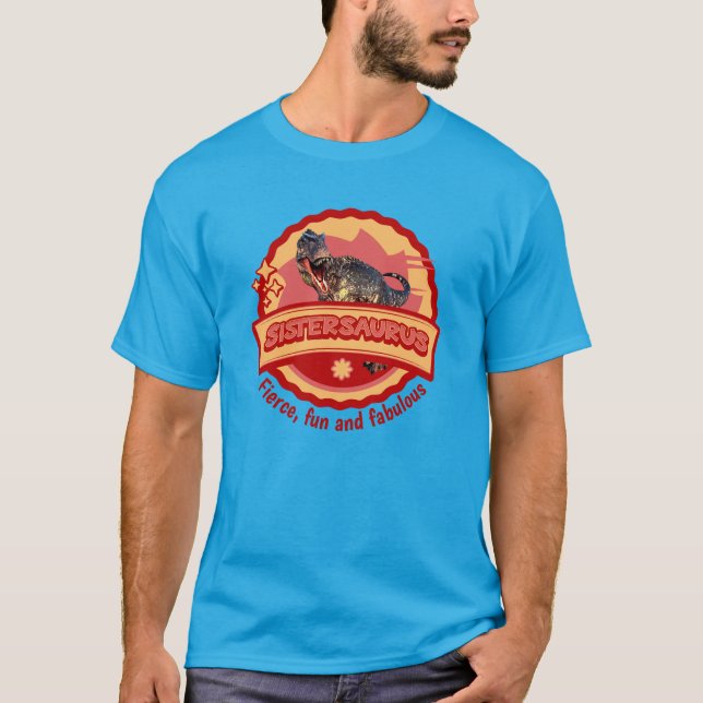 Söta Sistersaurus Dino Flickvän Syster Rolig Desig T Shirt (Framsida)