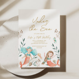 Söta sjöjungfrur under havet inbjudningar