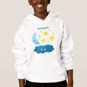 Söta sjungande stjärnor, måne och moln tecknad fil t shirt