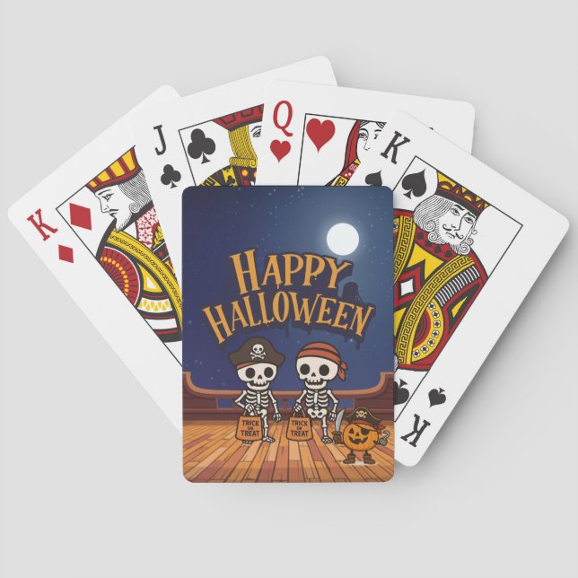 Söta, skelett och pumpa Halloween Casinokort (Baksidan)