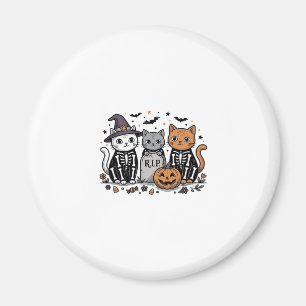Söta skelettkatter Halloween Vintage gravyr skjort Magnet