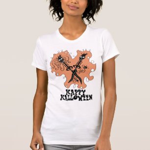 Söta skelettpar Blade Doodle God Halloween T Shirt