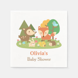 Söta skogs djur baby shower fest tillbehör pappersservett