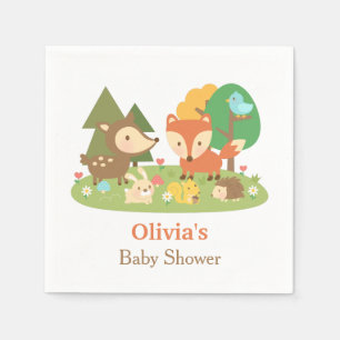 Söta skogs djur baby shower fest tillbehör pappersservett