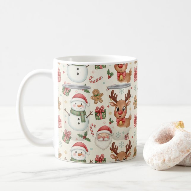 Söta skogs djur julmönster Holiday-mugg Kaffemugg (Med munk)