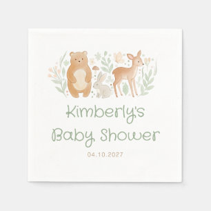 Söta skogs djur Könsneutrala baby shower Pappersservett