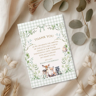 Söta skogs djur Könsneutrala baby shower Tack Kort