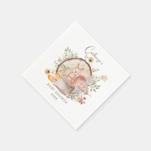 Söta skogs djur vän baby shower pappersservett