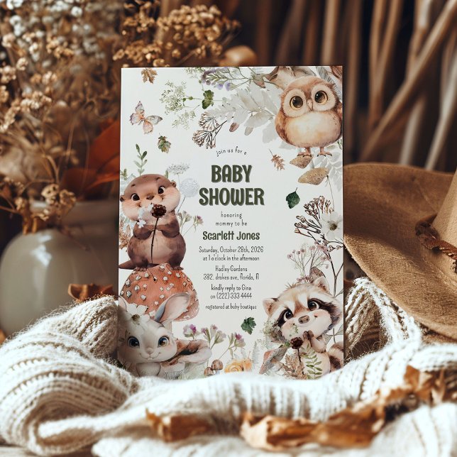 Söta Skogs Vänner Baby Shower Inbjudningar (Skapare uppladdad)