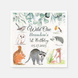 Söta skogsdjur 1-års födelsedag Vild en Pappersservett