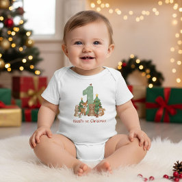 Söta Skogsdjur Baby Första Julen Grön 1 T Shirt