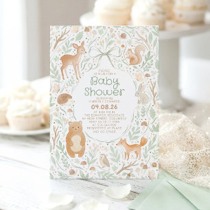Söta skogsdjur Baby Shower Inbjudningar