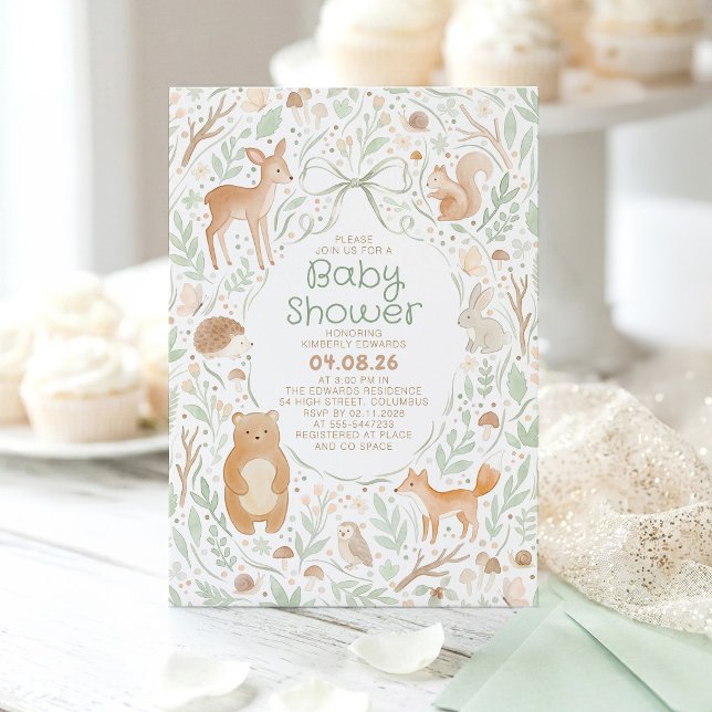 Söta skogsdjur Baby Shower Inbjudningar (Woodland Animals Baby Shower Invitations)