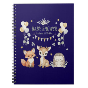 Söta Skogsdjur Baby Shower   Räv, Hjort Anteckningsbok