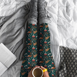Söta skogsdjur Grön jul skog Leggings