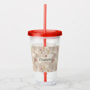 Söta skogsdjur nordiskt mönster take away mugg