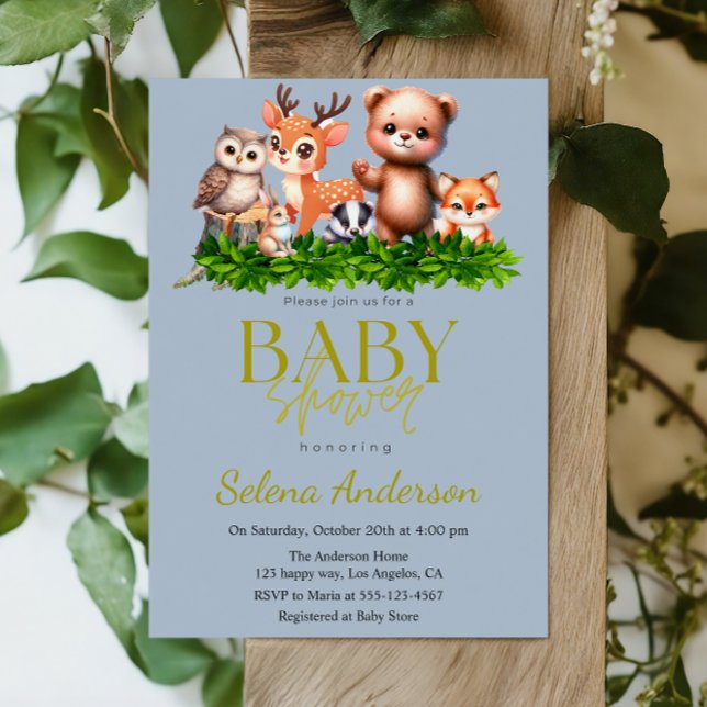Söta Skogsdjur - Trädfull Babyfest Inbjudningar (Skapare uppladdad)