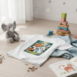 Söta Skogsdjur Vänner Barn Tecknad Design T Shirt