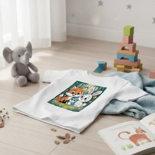 Söta Skogsdjur Vänner Barn Tecknad Design T Shirt