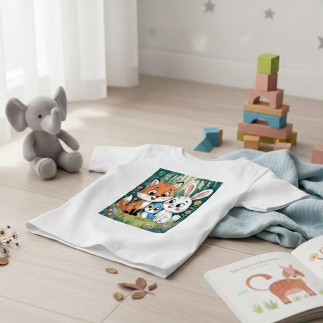 Söta Skogsdjur Vänner Barn Tecknad Design T Shirt (Skapare uppladdad)