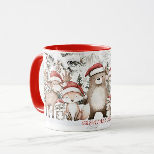 Söta skogsdjur Vintervonderland Jul  Mugg (Framsida vänster)