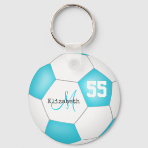 Söta sköldpaddor, blå och vita flickor, fotboll nyckelring