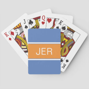 Söta skräddarsydda monogram initialer blå orange casinokort