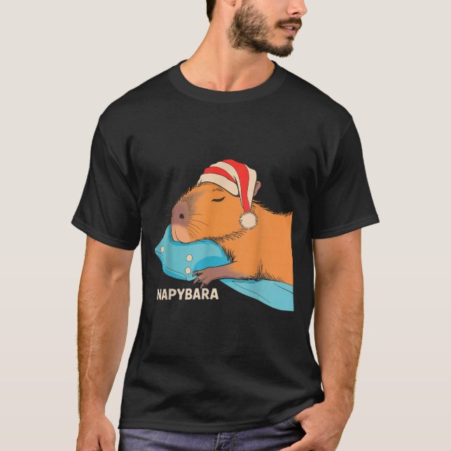 Söta Sleeng Capybara Napybara Pyjamas Pojkar Flick T Shirt (Framsida)