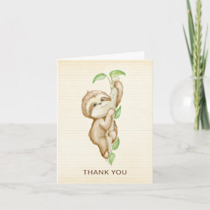 Söta Sloth Animals Baby Shower Tackkort