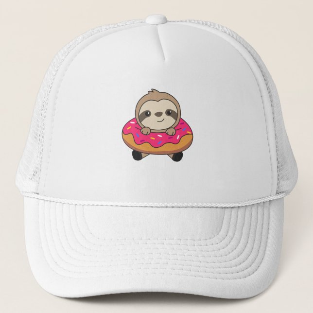 Söta Sloth Funny Animals i Donut Rosa Keps (Framsida)