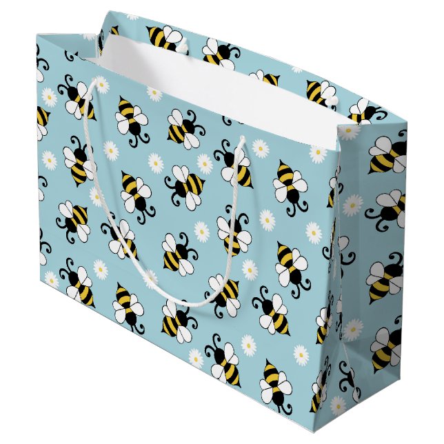 Söta små bin och daisy blommor mönster (Baksidan Vinklad)